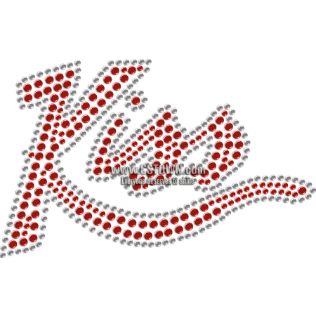 Red Kiss Me Rhinestone Heat Transfer for Mask